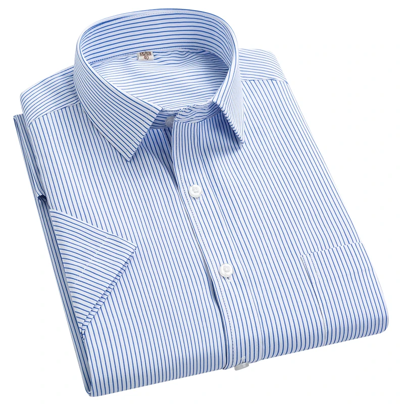 2022 Cộng Với Kích Thước 8xL 7XL 6XL Của Nam Giới Kinh Doanh Ngắn Tay Áo Fomal Áo Sơ Mi Người Đàn Ông Sọc Mùa Hè Làm Việc Ăn Mặc Áo Sơ Mi Mềm Mại trắng