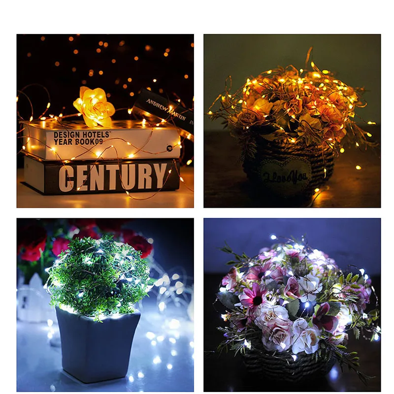 Luce natalizia 5-20 m Lucine con telecomando impermeabile Decorazione a batteria/USB Timer a 8 modalità Stringa LED Filo di rame