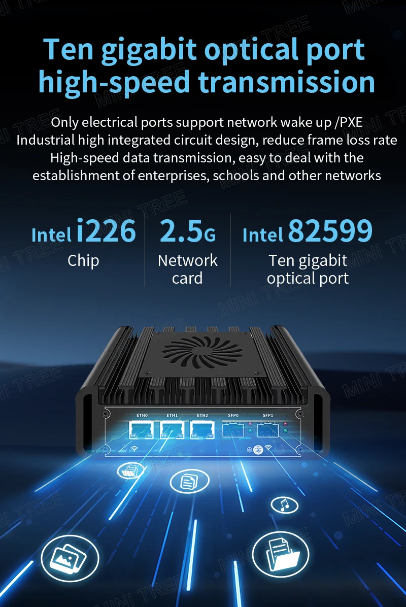 3x 2,5G Lan Промышленный мини-компьютер Intel N150 N305 2x10G SFP HD DP Linux Программный маршрутизатор/Краймерный обзор/Тонкий клиент/Микрокрефер
