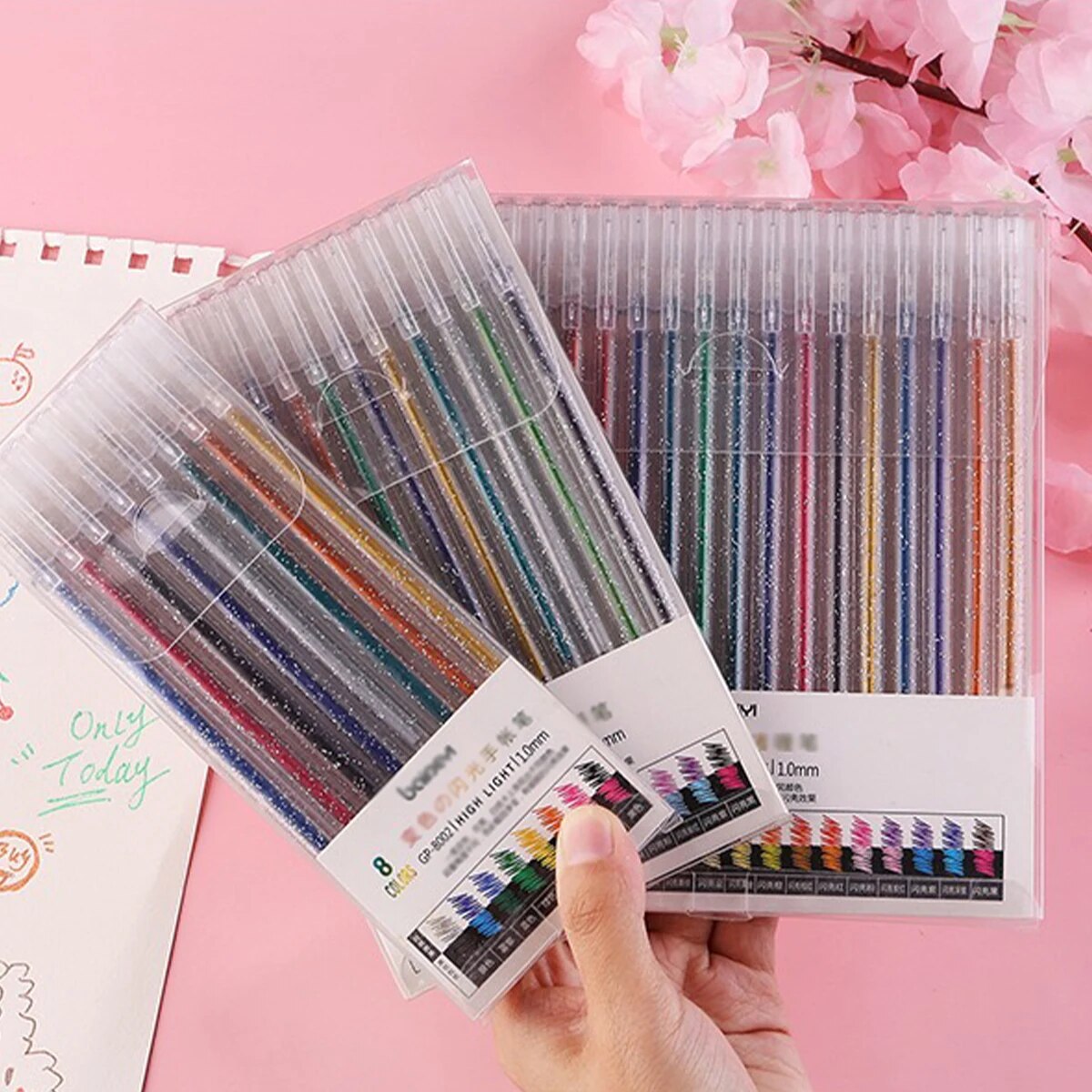 8/12/18 カラーグリッターゲルペン 1.0 ミリメートルメタリックグリッターカラーボールペン紙カードストック日記描画マーキング着色 DIY アート