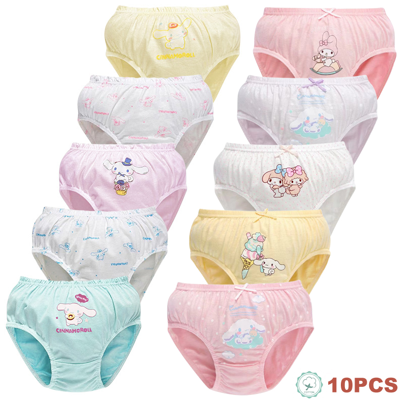 5/10 Pieces Cotton Girls Briefs Cute Character Cinnamoroll Lovely Melody Print Children Triangle Underwear Soft Girls Panties