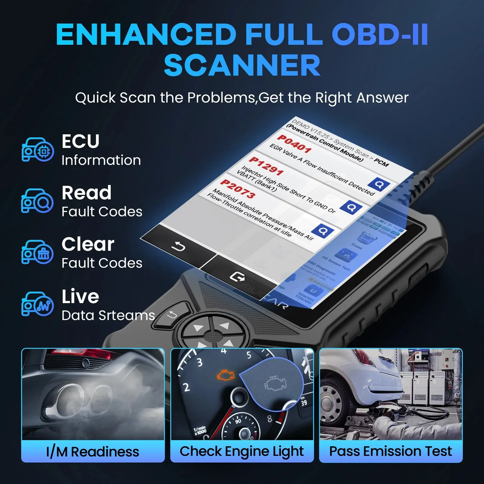 Mucar-CDE900 Auto OBD2 Scanner Motor, Airbag, ABS, Sistema TCM, Diagnosticar Leitor de Código, WiFi, Atualização, Carro Ferramenta De Diagnóstico