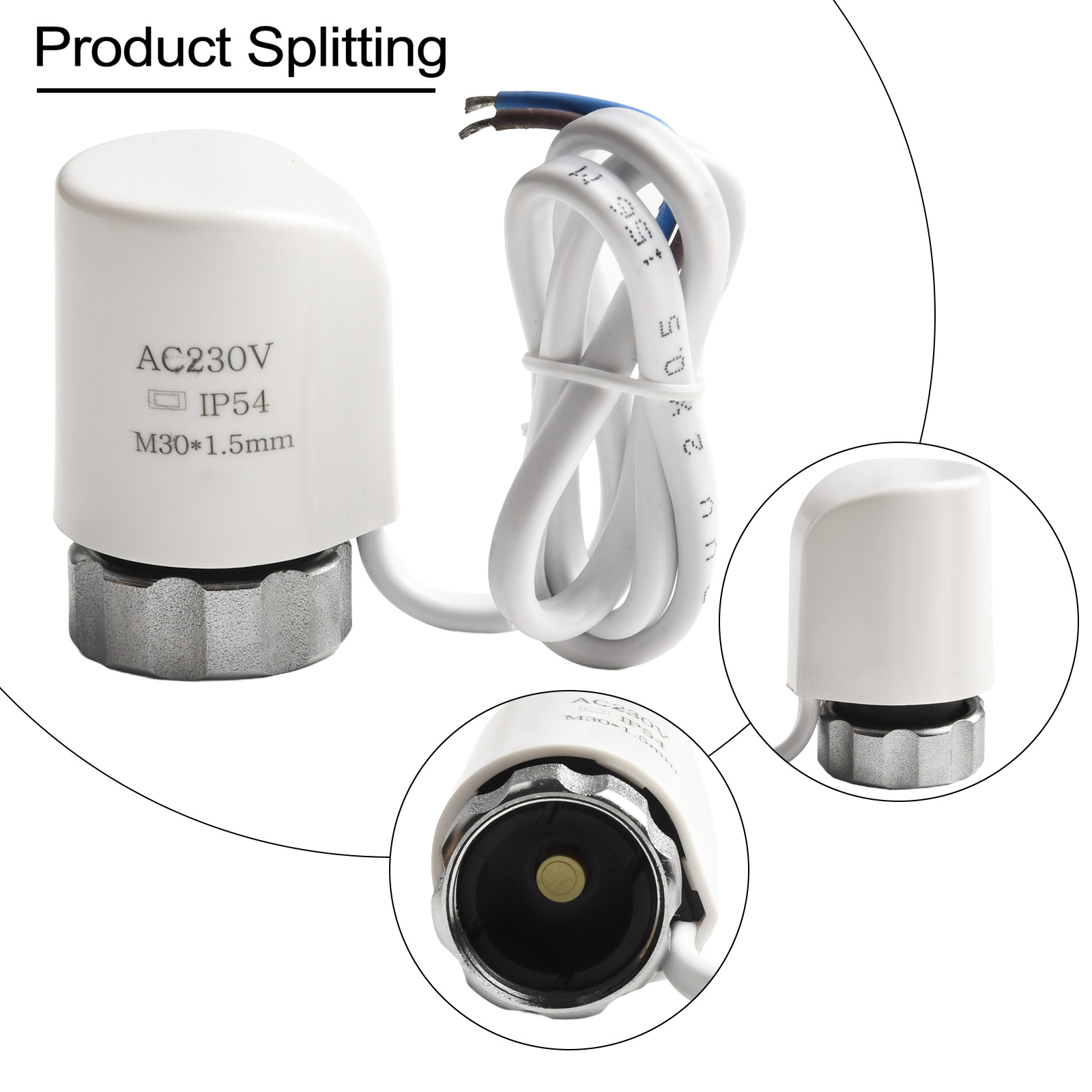 230V Electric Thermal Actuator Radiator For Manifold Underfloor Heating Normally Open Valve M30*1.5MM Floor Heating Actuator