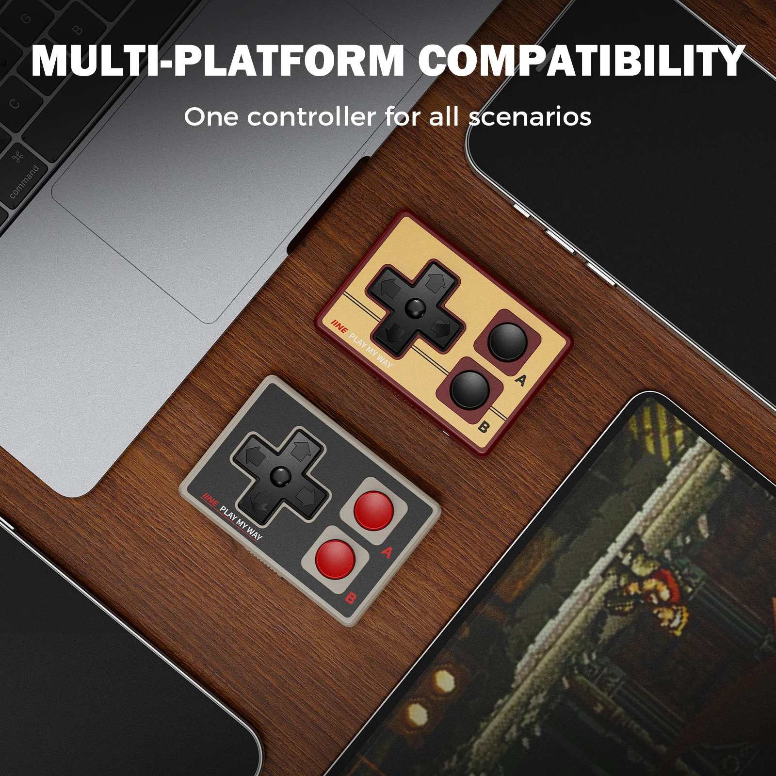 IINE Gamebrick Mini Retro Controller/Portable controller/10-hour long battery life/Multi-platform compatibility/Supports mouse a