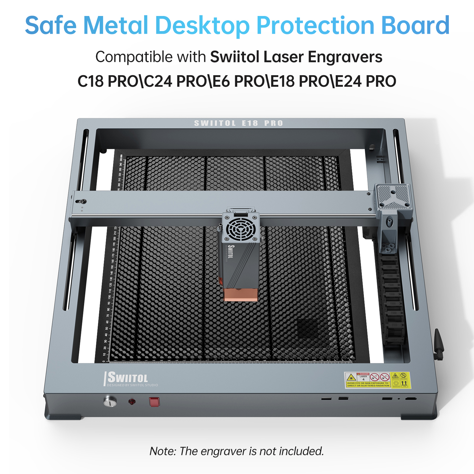 Lasergravierer, Waben-Arbeitstisch, Ganzmetallstruktur, Stahlplattenplattform mit Messung, 400 x 400 Arbeitsbereich