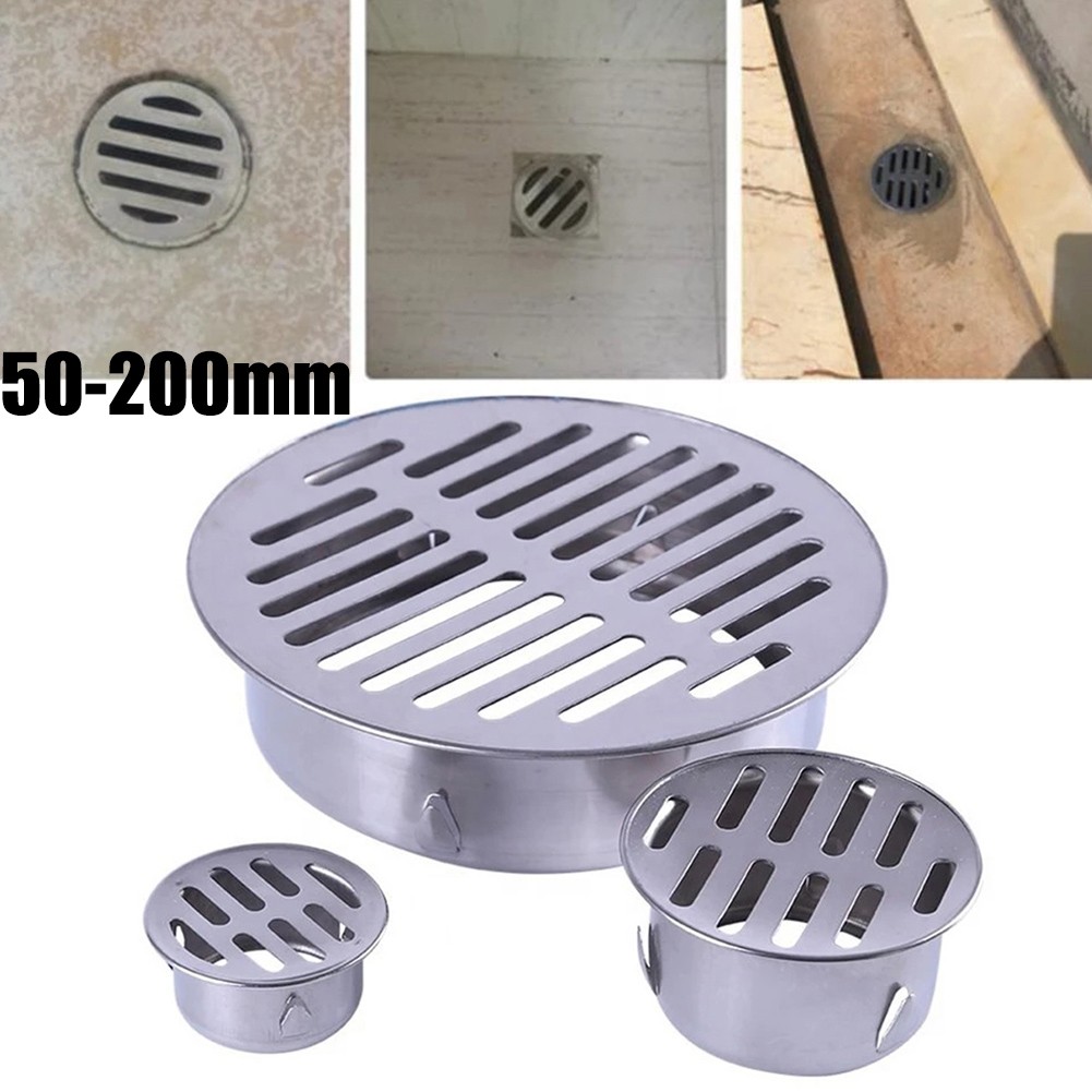 1pc dreno de chão 50-200mm de aço inoxidável redondo tampa de tubo de chuva anti-bloqueio filtro de chão para banheiro varanda drenagem telhado