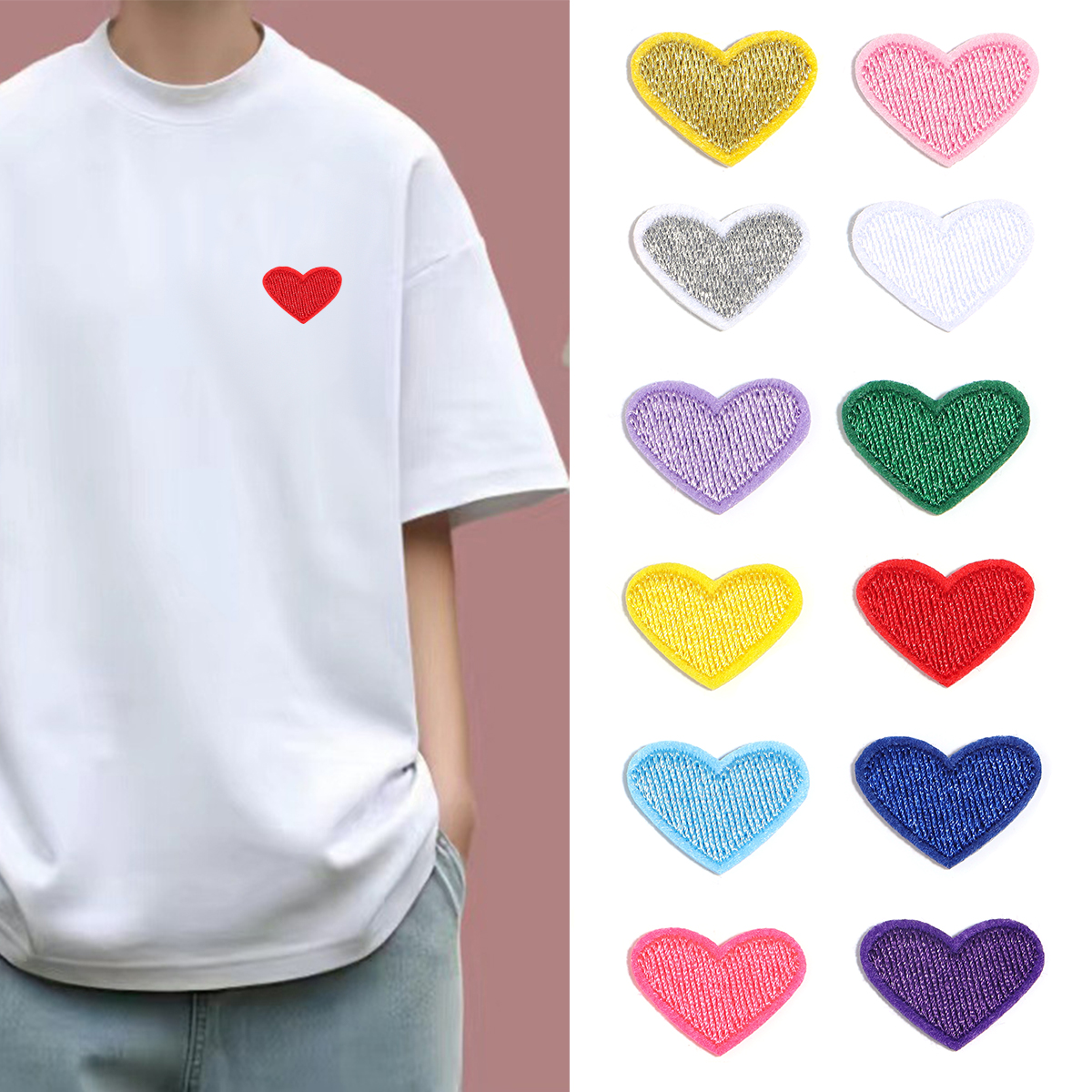 Parche de corazón para planchar, pegatinas de dibujos animados para ropa de bebé, zapatos, sombreros, bolsas, apliques de tela de costura, insignia DIY, 10 piezas