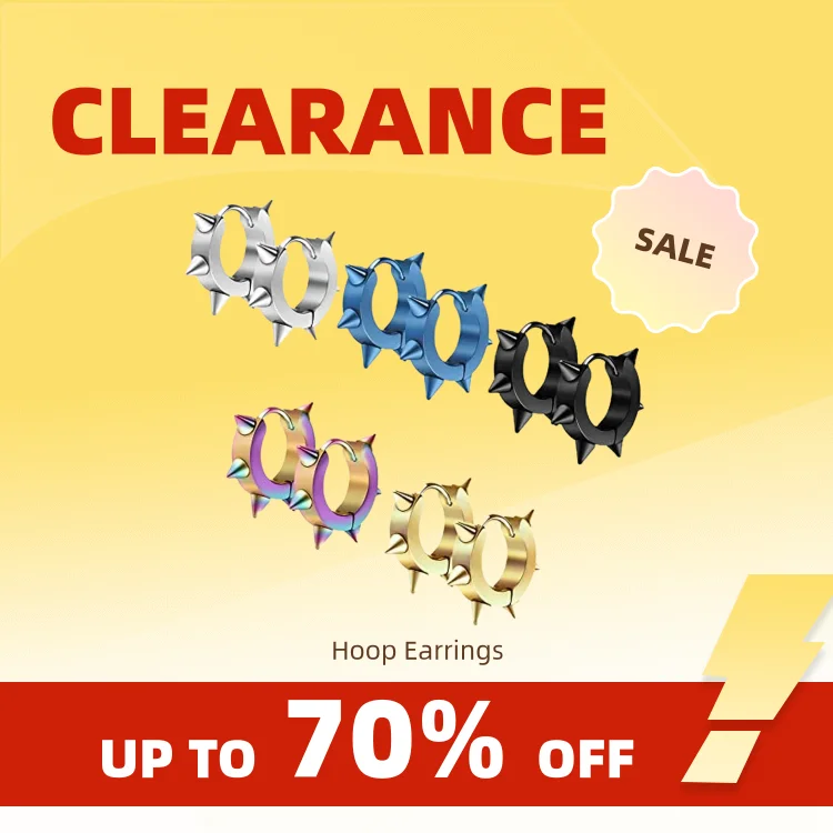 Clearance_1 Paar Edelstahl-Creolen mit Scharnier für Herren, Punk-Spike-Ohrringe_Continuous Updates
