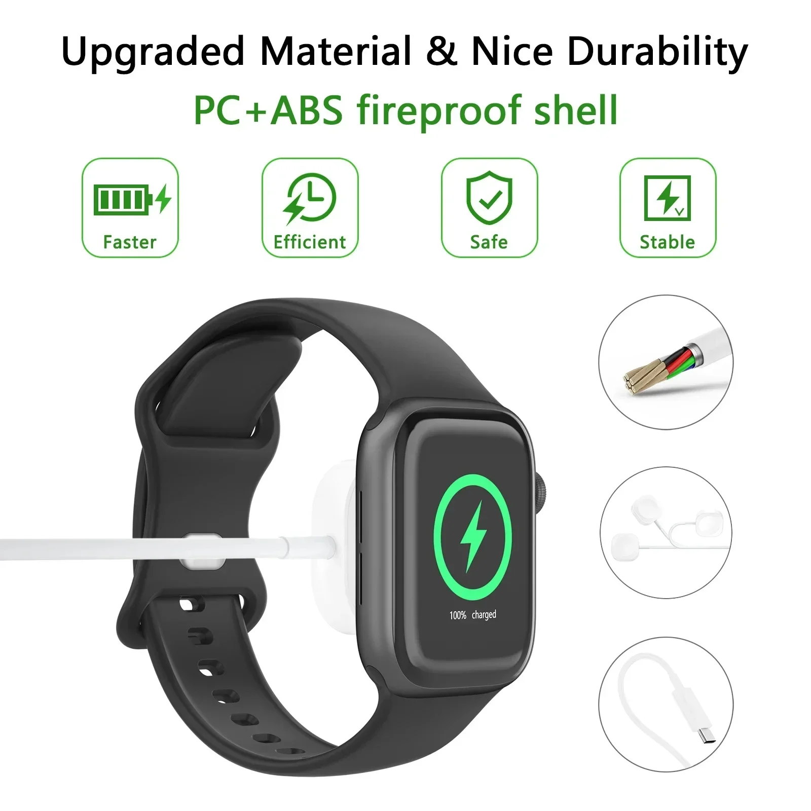 USB Type C Magnetic Wireless Charger for IWatch 9/8/7/6/5/SE USB C Portable Fast Charging Station for Apple Watch Series Ultra