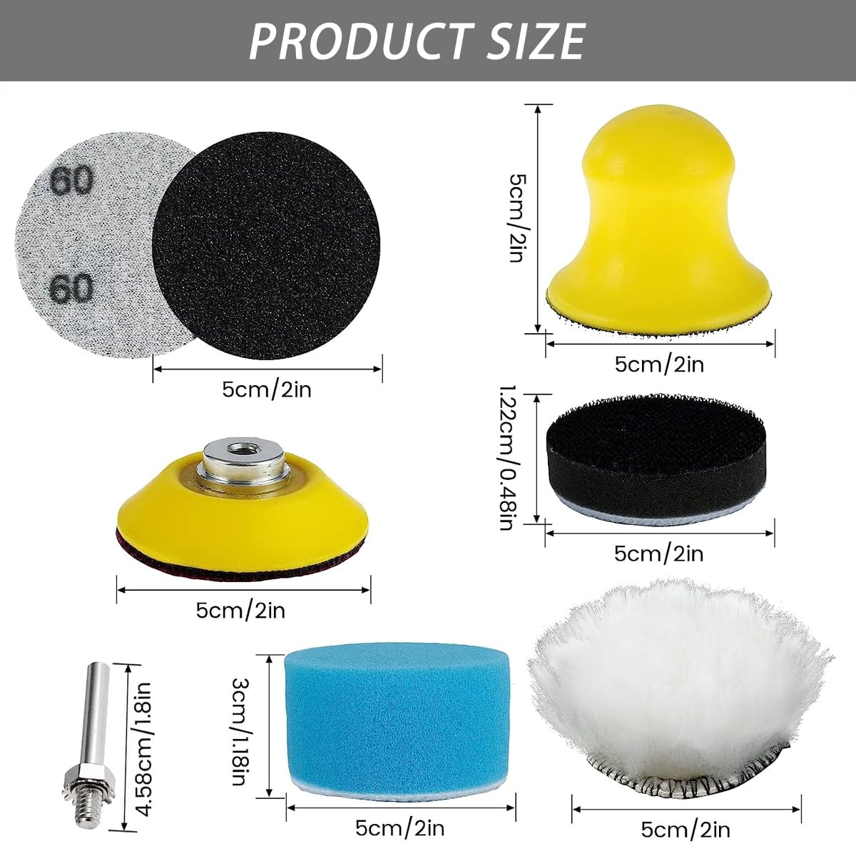 130 PCS 2 Inch Sanding Discs Hook and Loop 60 to 10000 Wet Dry Sandpaper with 1/4" Shank Backing Pad and Foam Buffering Pad