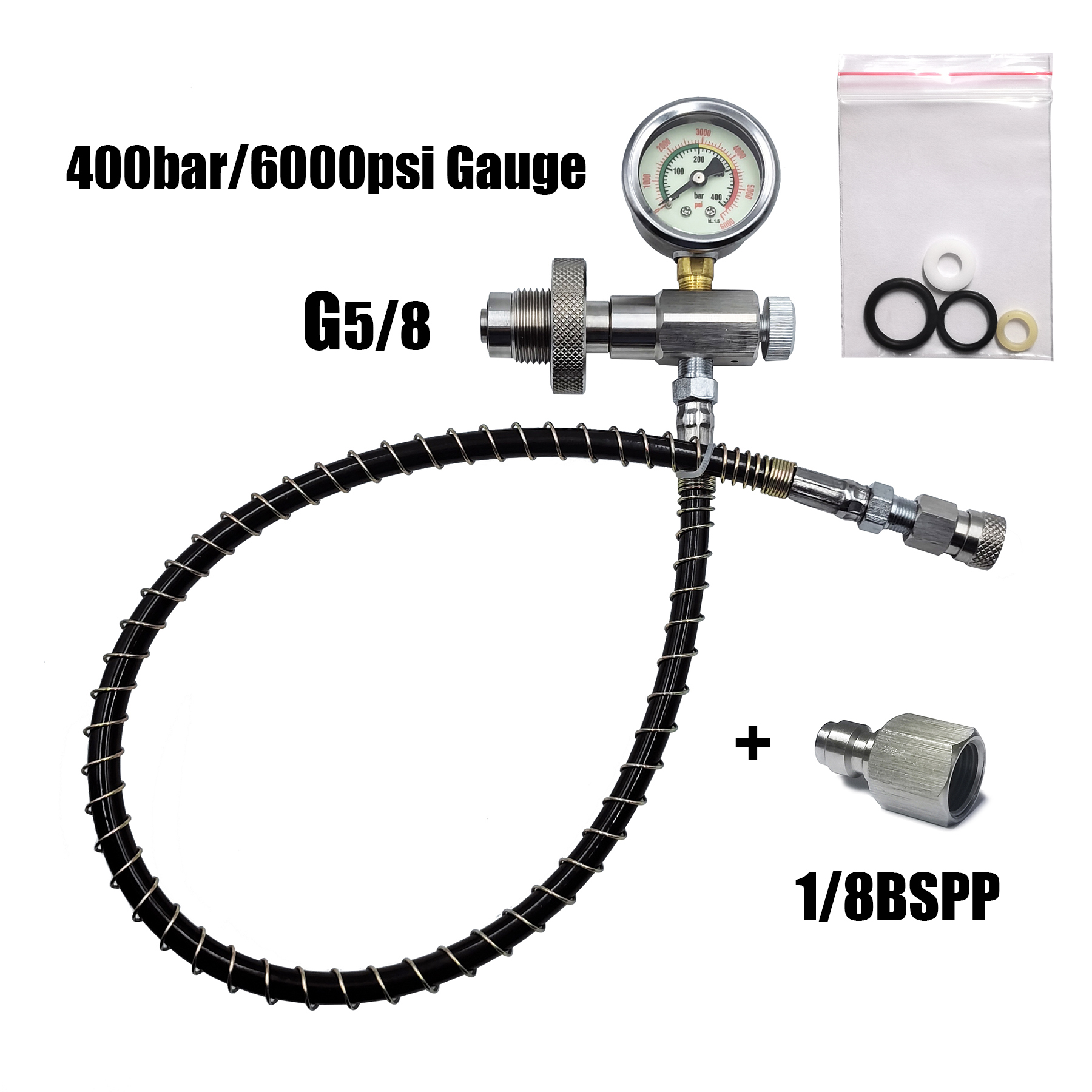 HPA Scuba Diving HP Filling Station Chargeing Adapter DIN Connector Big Tank To Small Bottles With Hose 6000psi/400bar Gauge