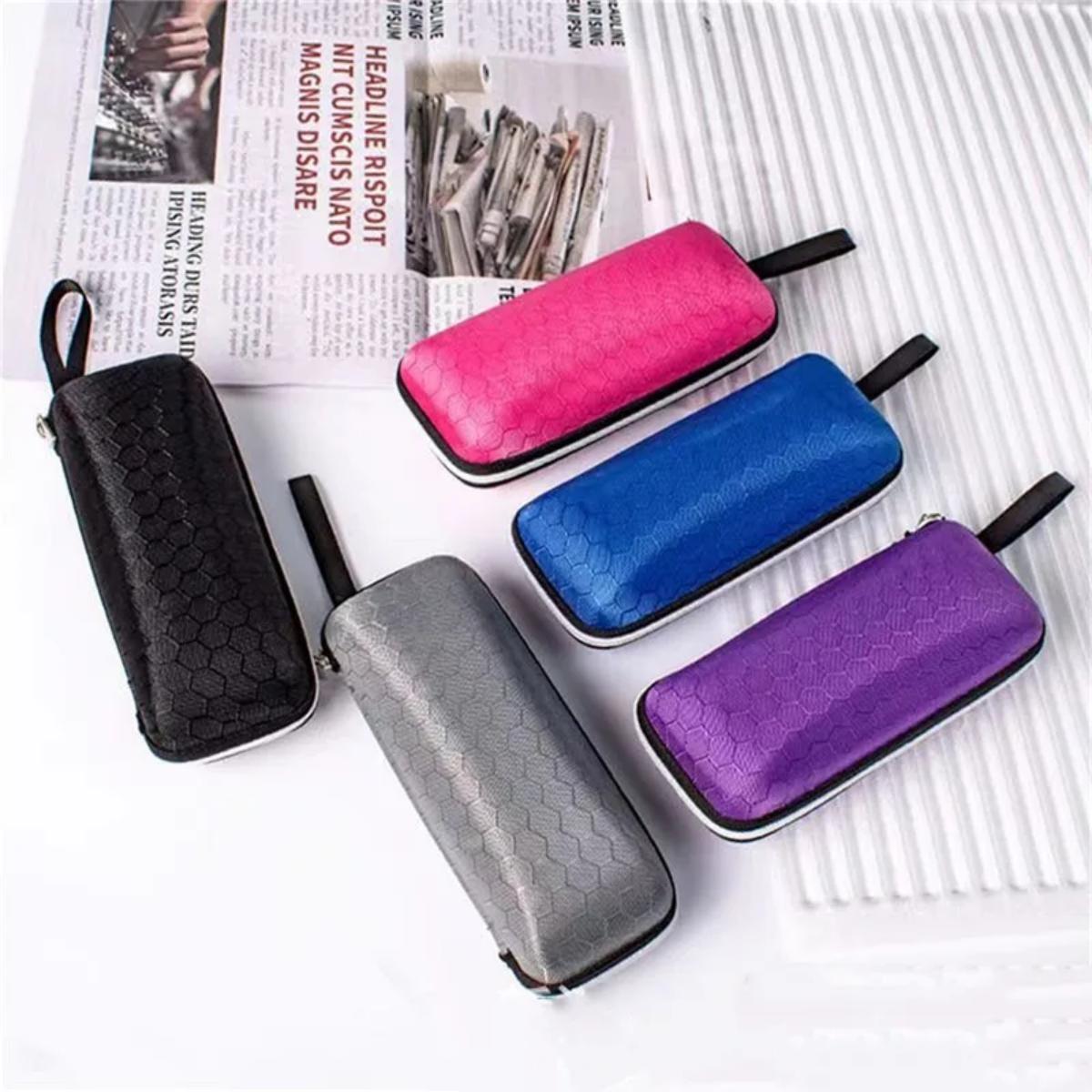 Custodia per occhiali con motivo a nido d'ape 1pc custodia protettiva per occhiali rigida minimalista con cerniera scatola portaoggetti per occhiali (blu/rosa/grigio/viola/nero)