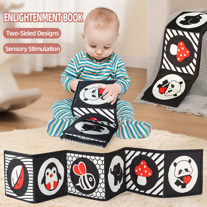 1 Baby Folding Visual Black and White Color Early Education Cloth Book Color Shape Pattern Cognitive Book