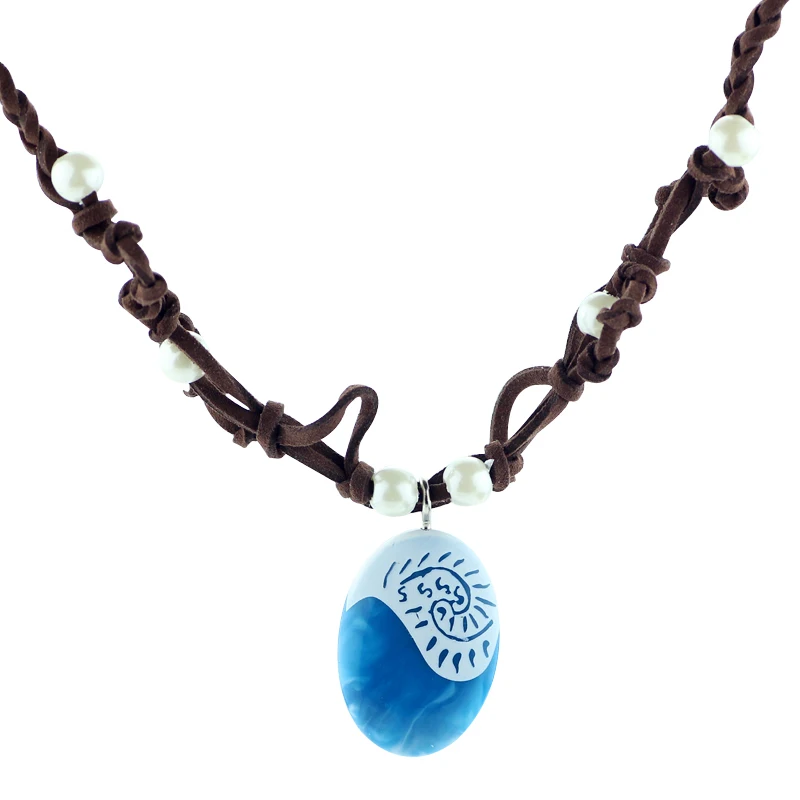 Anime Film Prinzessin Moana Halskette Cosplay Handgemachte Geflochtene Leder Seil Halskette für Frauen Mädchen Schmuck Prop Zubehör