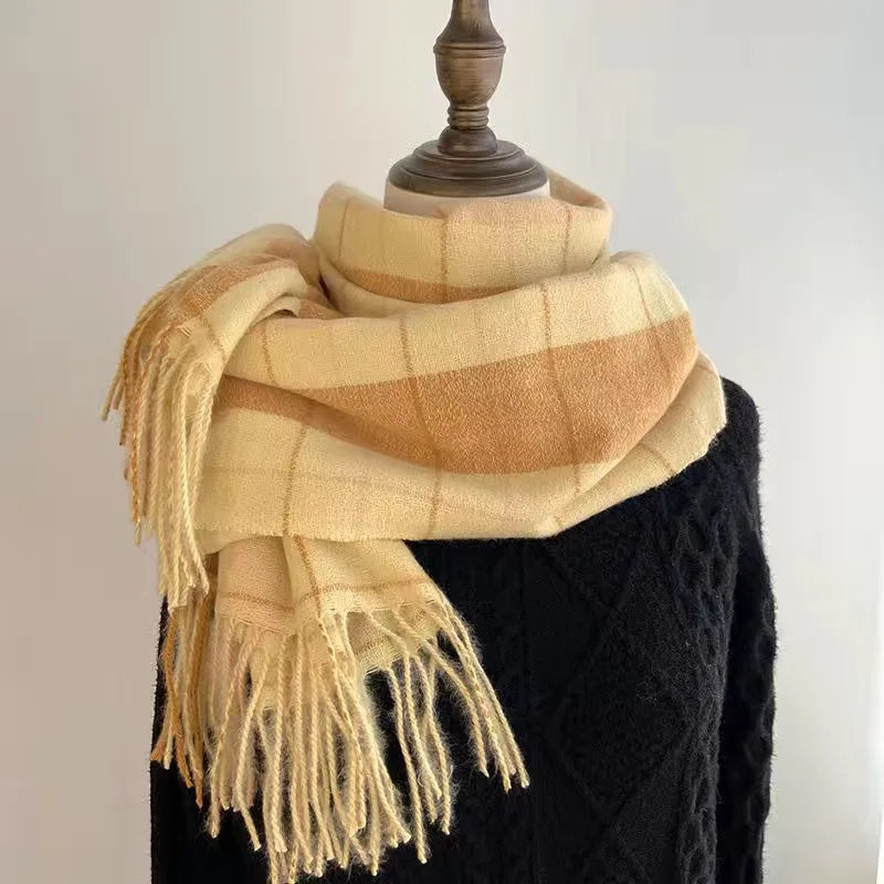 Moda inverno xadrez cachecol feminino outono e inverno tudo novo clássico britânico imitação cashmere xadrez sha