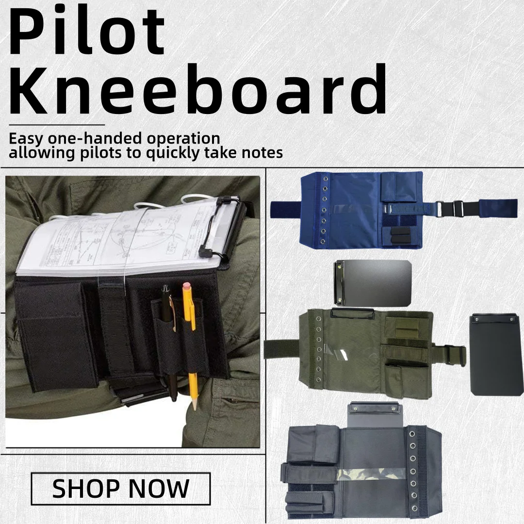 Luftfahrt-Piloten-Diagramm, Kniebrett, schwarze Leggings, Notizblock und Kunststoff-Klemmbrett für professionelle Kontrolle der allgemeinen Luftfahrt-Zivilpiloten