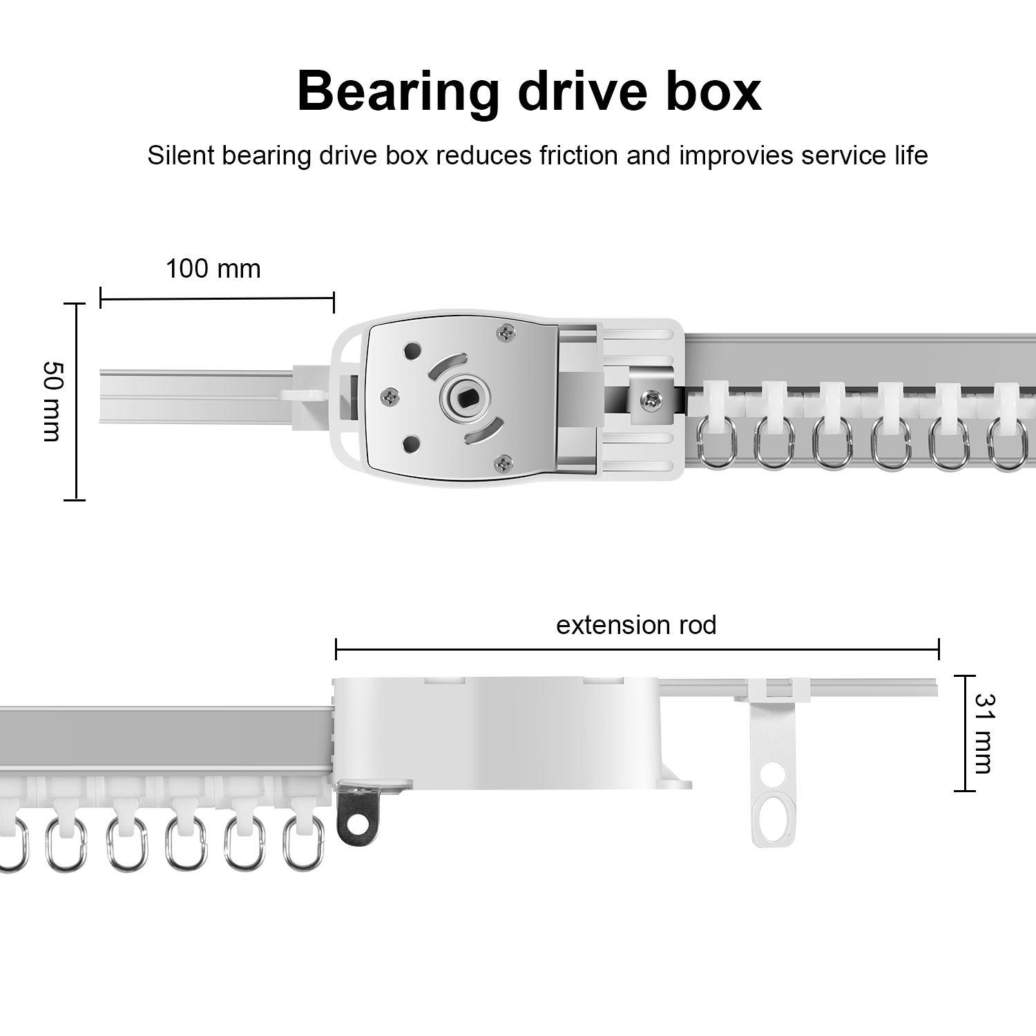 MaiHa Tuya Wifi Electric Smart Curtain Motor Motorized System Scalable 20cm Track Rod Intelligent Support Alexa Google Assist