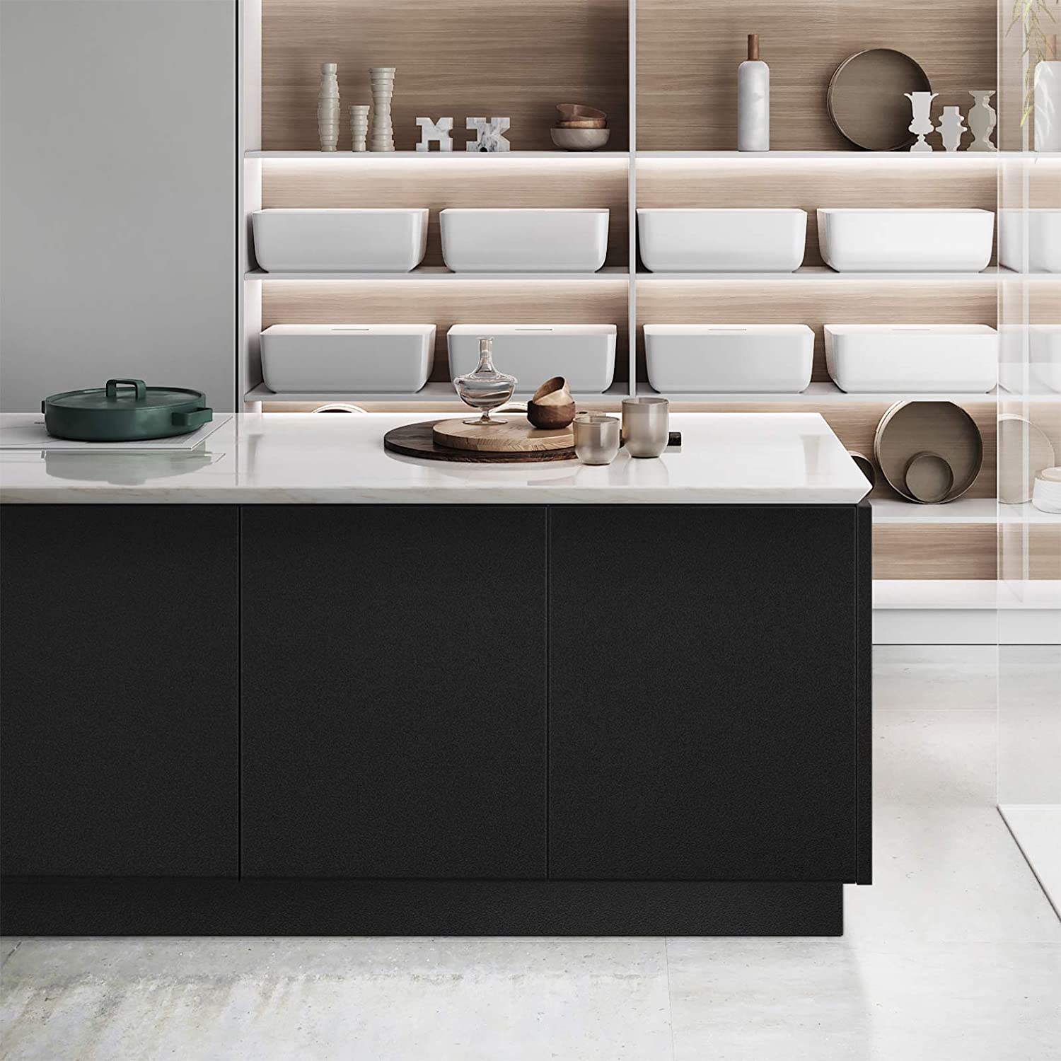 PVC 自己粘着壁紙装飾ビニールマットブラック粘着紙リビングルーム家具壁キッチンキャビネット装飾