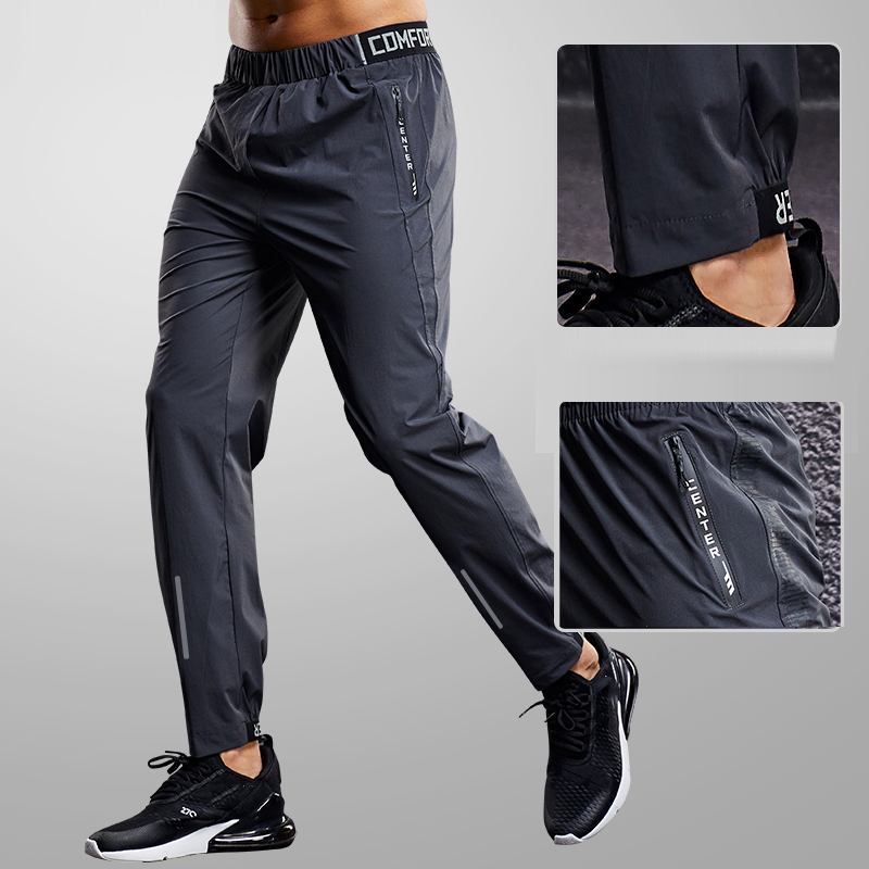 Schnell trocknende Sporthose für Herren, Laufhose mit Reißverschlusstaschen, Training, Jogging, Sporthose, Fitness, lässige Jogginghose