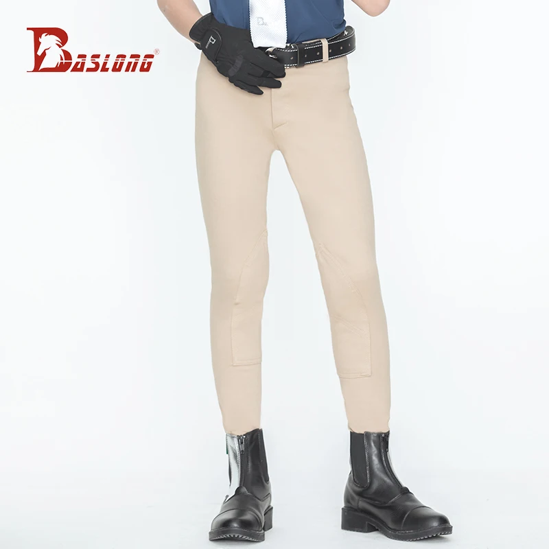 Baslong ฤดูใบไม้ผลิและฤดูใบไม้ร่วงกางเกงขี่ม้าเด็กกางเกงขี่ม้าลายสก๊อต Breathable Slim ขี่ Professional เสื้อผ้าสายรัด