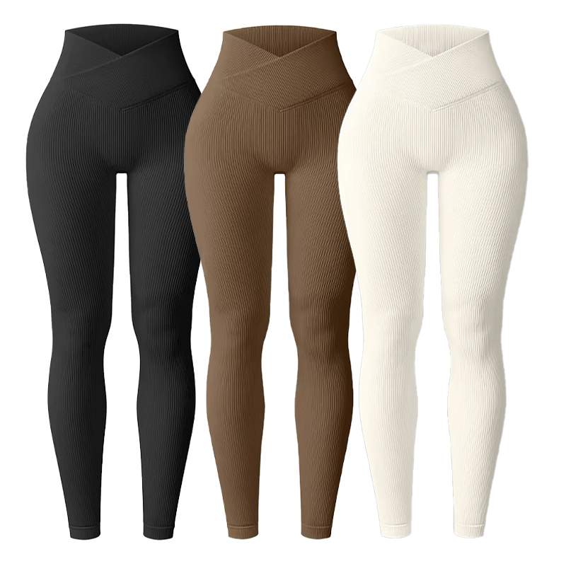 2025 nieuwe gebreide leggings dames naadloze slanke panty gym training hoge taille heup hijs hoge elastische yoga fitness broek