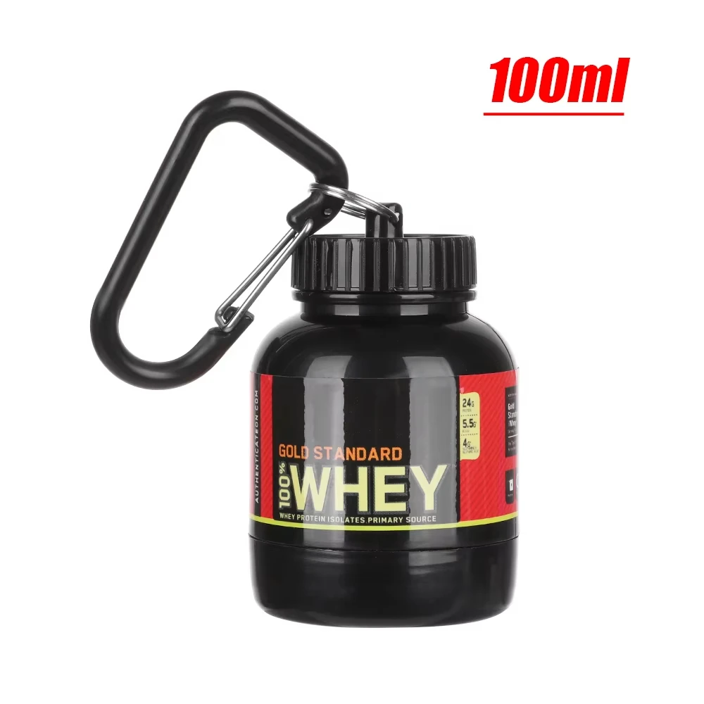 100ml esporte ao ar livre mini recipiente de proteína portátil garrafa de pó com chaveiro de soro funil de saúde caixa de medicina pequena xícara de água
