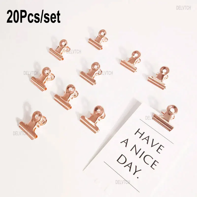 20 ピース/セット 21 ミリメートル * 23 ミリメートルラウンド金属グリップクリップチケット紙文具ブルドッグスプリングクリップタグバッグオフィスドキュメントバインダークリップ