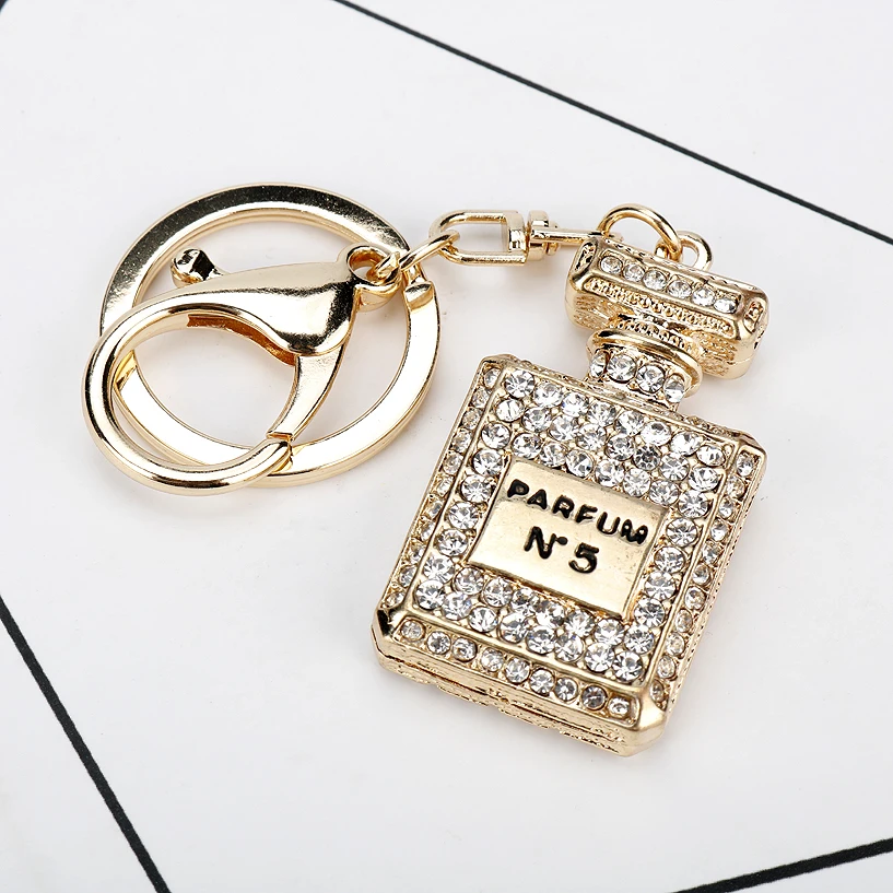 Với Kim Cương Giả Lọ Nước Hoa Móc Khóa Hợp Kim Móc Khóa Phụ Kiện Mặt Dây Chuyền Chìa Charm Móc Khóa Nữ Trang Trí Trang Trí
