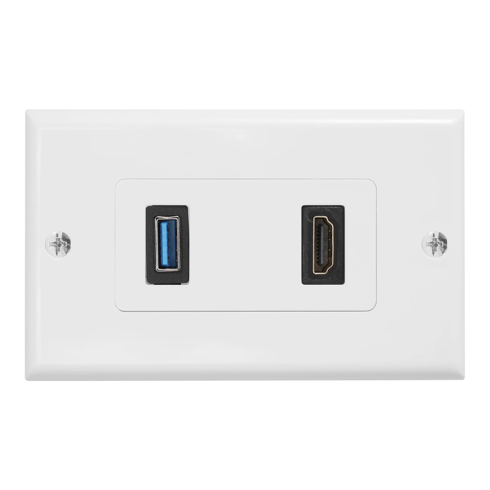 1x2Port HDMI USB 3,0 weibliche Wand Frontplatte Panel Steckdose Extender weiß
