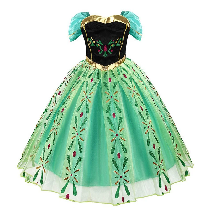 Bambini Ragazza Cosplay Elsa Anna Principessa Abito Ragazze Maglia Abito da ballo Carnevale di Halloween Compleanno Vestiti Regina delle nevi Elsa Costume 10T
