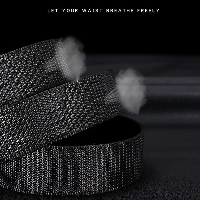 Men's Belt Automatic Metal Buckle Imitation Nylon Webbing Outdoor Work Belt Toothless Automatic Buckle Casual Sports Canvas Belt