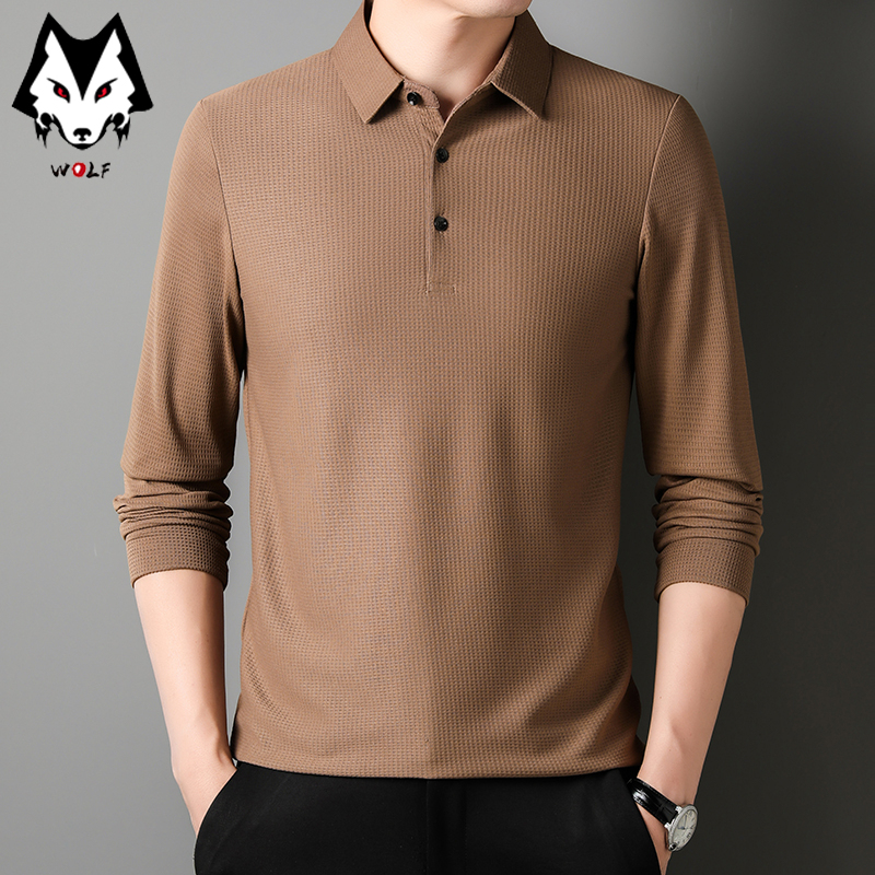 Polo informal de negocios para hombre, camiseta de manga larga, Top liso cómodo de verano