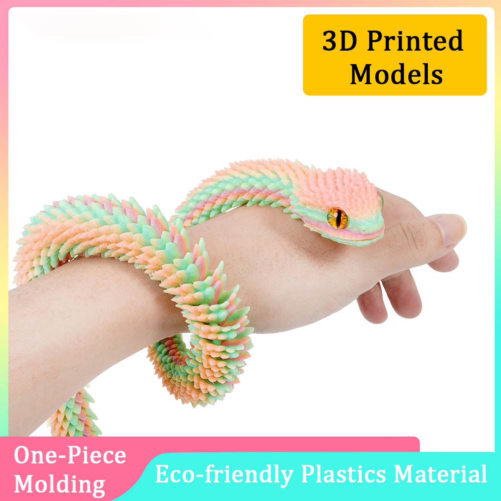 3D พิมพ์งูตกแต่งสีสัน 3D พิมพ์สัตว์สร้างสรรค์ของเล่นอุปกรณ์เสริมตกแต่งห้องเครื่องประดับตาราง 3 ขนาด