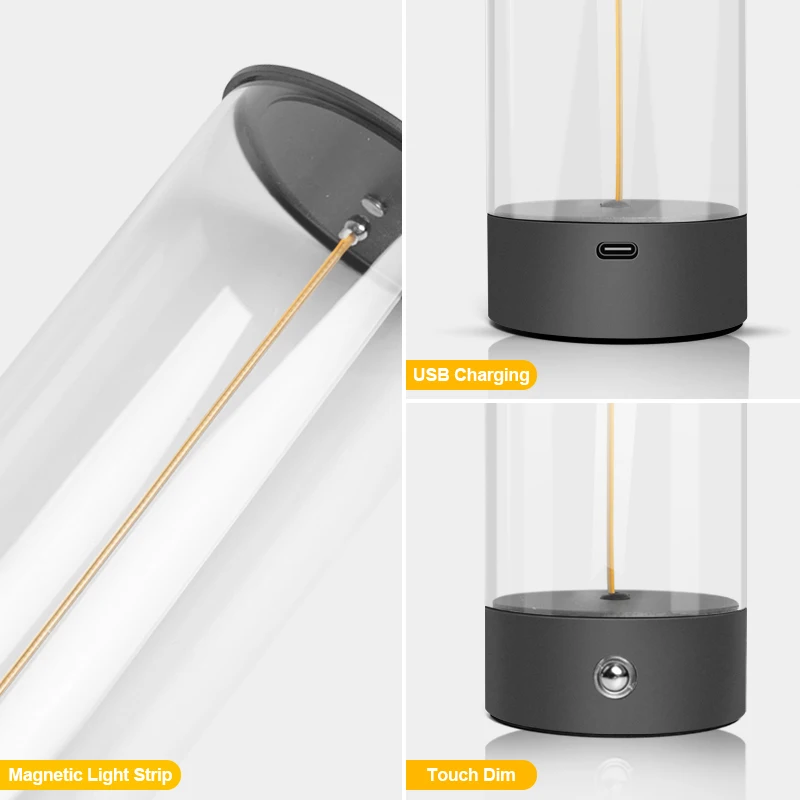 Schnur lose tragbare LED-Tisch lampe wiederauf ladbare Design magnetische Schreibtisch lampe mit Touch-Sensor dreistufig dimmbar für Schlafzimmer licht