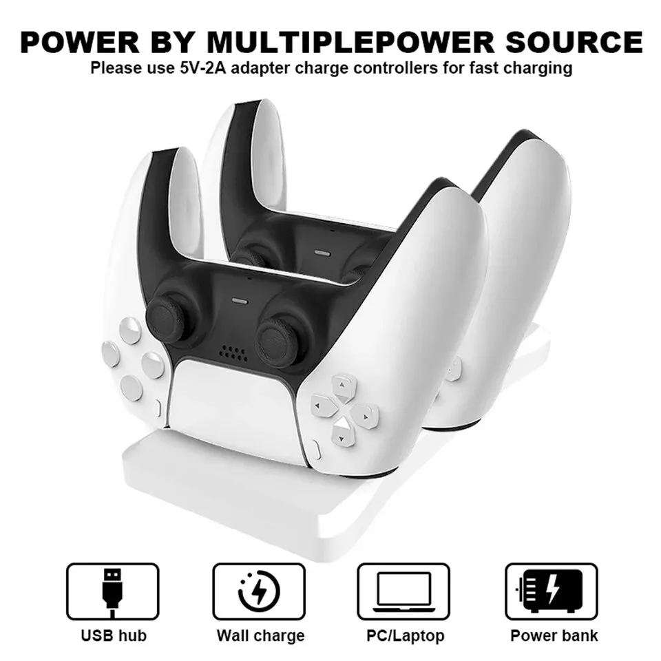 Dual Controller Charging Stand for Playstation 5 Charger Station PS5 Compatible with DualSense Controllers