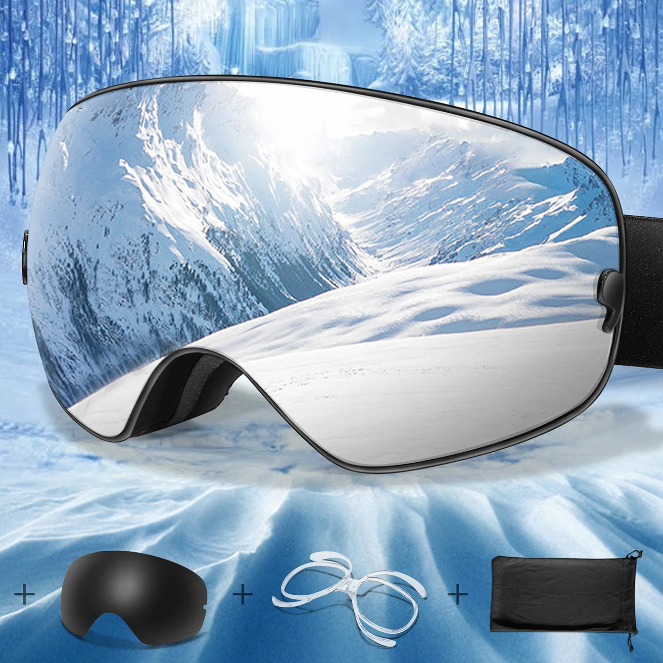 Mężczyźni kobiety Outdoor Sports gogle narciarskie Anti-fog snowboard okulary do skuterów śnieżnych UV400 wymienne soczewki nastolatek Charistmas kolarstwo