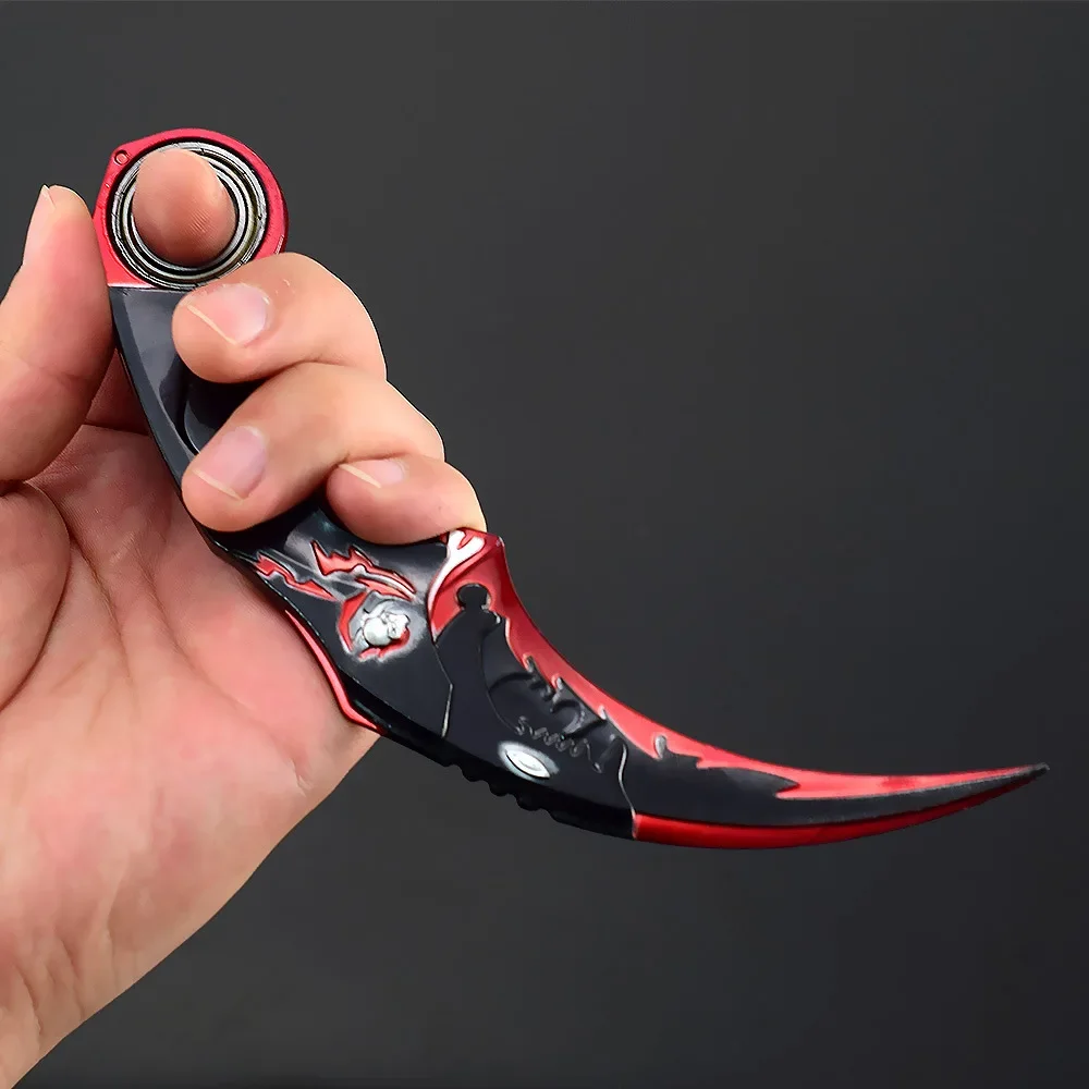 16 ซม.มังกร Karambit Rotatable Alloy CRAFT รุ่น Dark Moon Double Thorns Claw มีด Golden Dragon อาวุธการฝึกอบรมมีดของเล่นเด็ก