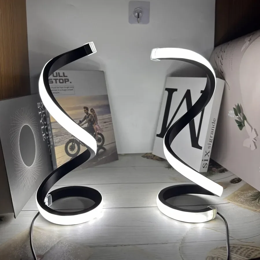 1Pc LED Spiral Table Lamp Modern Three Speed Dimming USB Power Button Switch Bedroom Decorative Table Lamp