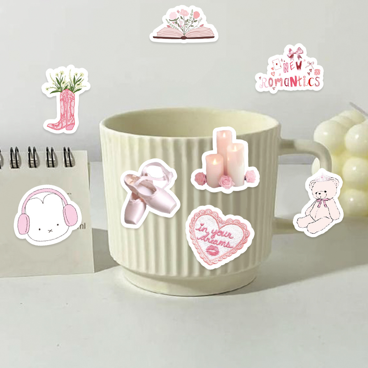 46pcs Bunny, Beer, Parfum Roze Graffiti Stickers Versierd Notebook Water Cup Dagboek Gitaar Student Briefpapier PVC Decals