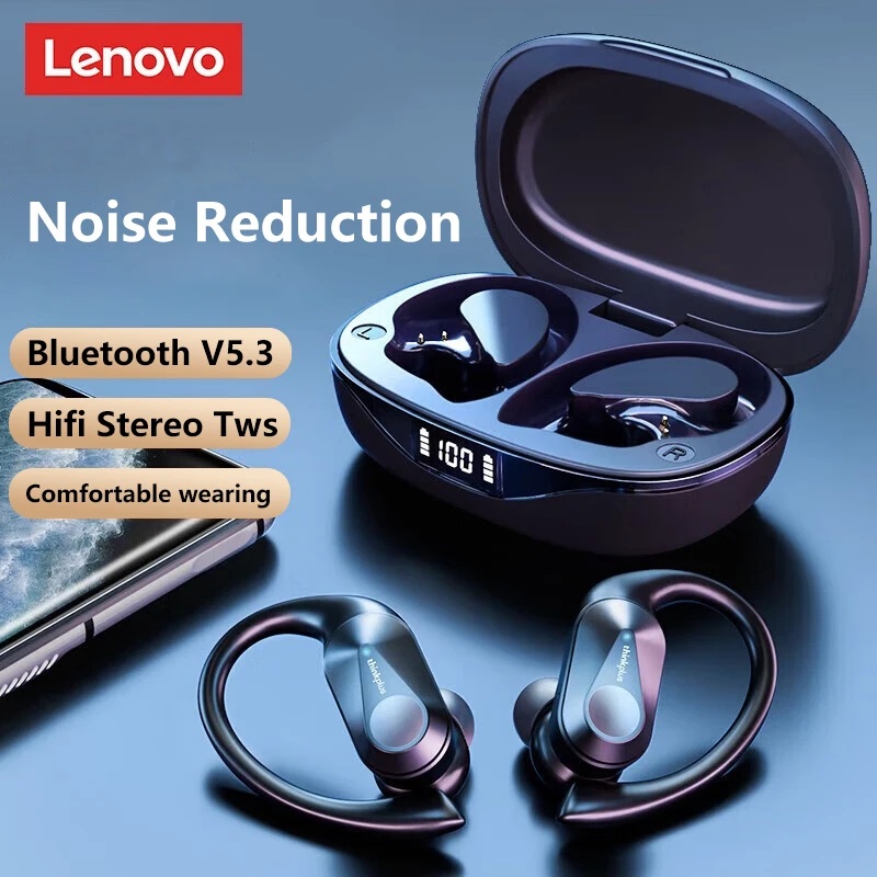 Original lenovo lp75 tws bluetooth v5.3 fones de ouvido sem fio led display digital redução ruído à prova dwaterproof água novo