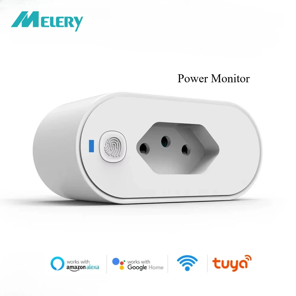 Розетка Melery Brazil Tuya Wi-Fi Adaptador Inteligente 16A Suporte Outlet Smart Life App Vioce Control от Alexa Google Home