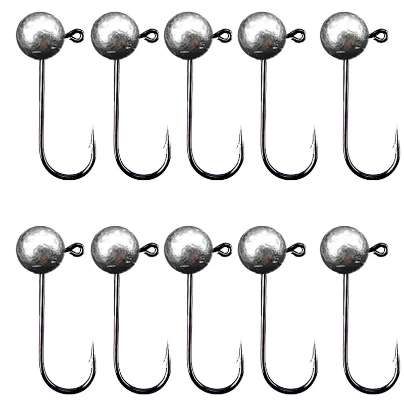 10 unids/lote anzuelo de pesca con cabeza de anzuelo 1g 2g 3,5g 5g 7g 10g bola redonda anzuelo con cabeza de anzuelo accesorios de pesca de gusanos suaves