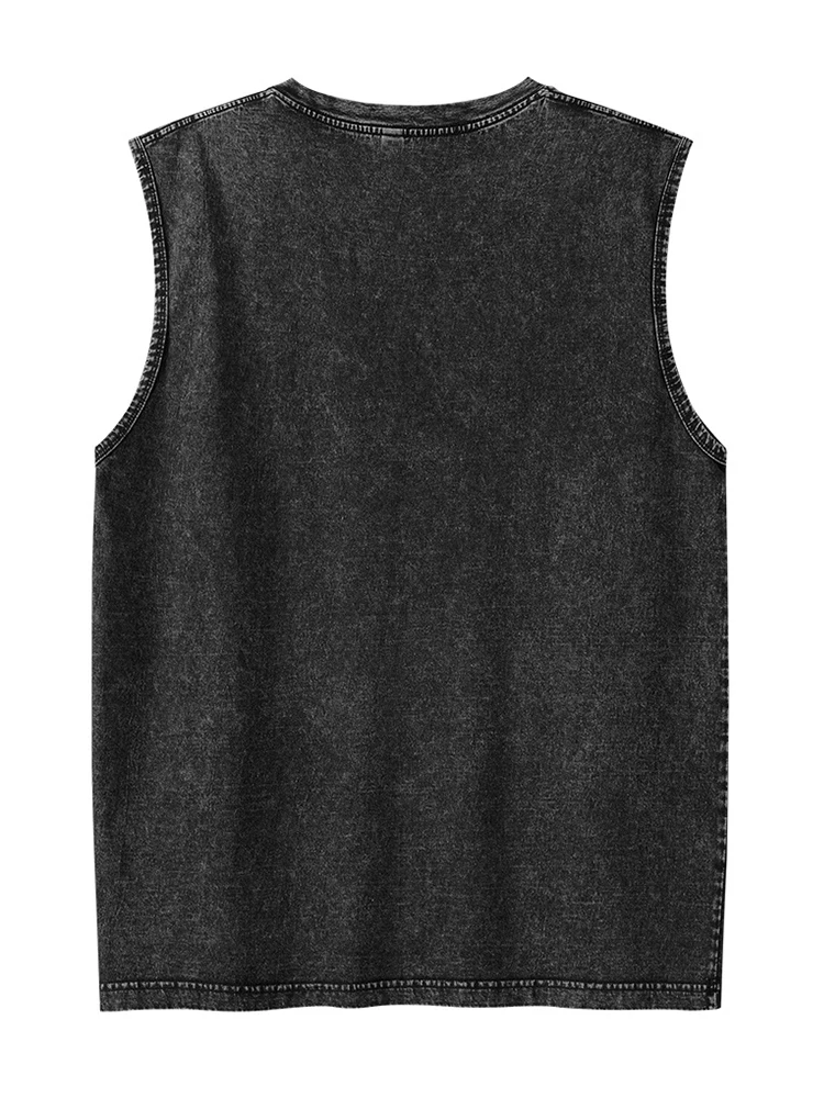Camisetas sin mangas de algodón lavada de verano para hombre, camisetas de entrenamiento sin mangas para gimnasio muscular, camisetas holgadas para correr en la playa