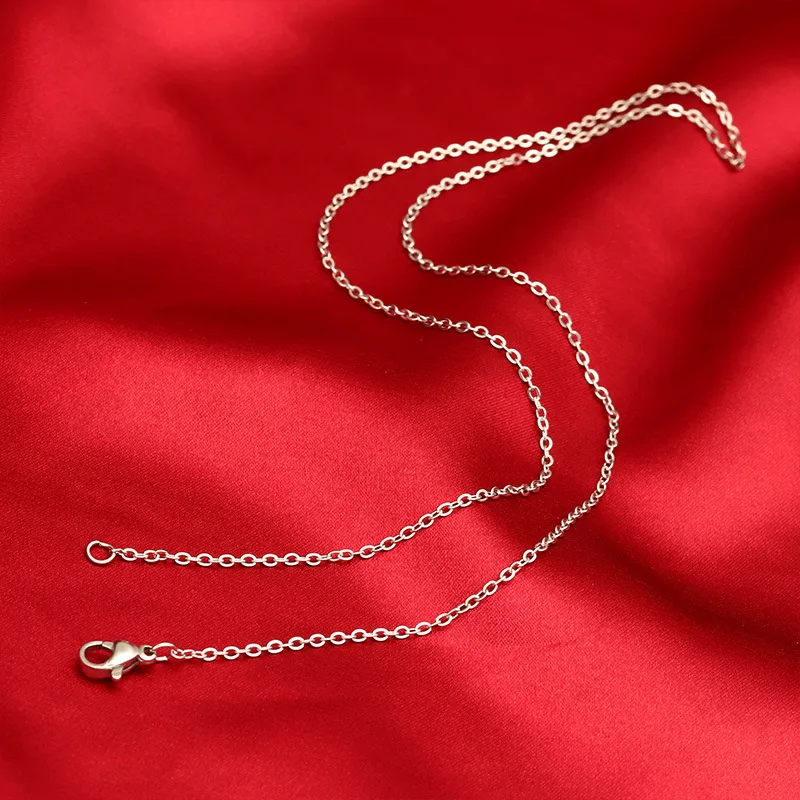 wholesale 5pcs/lot 925 Sterling Silver Chain necklace,Fashion Men/Women DIY Jewelry Rolo Chain 1mm Necklace 16 18 20 22 24"