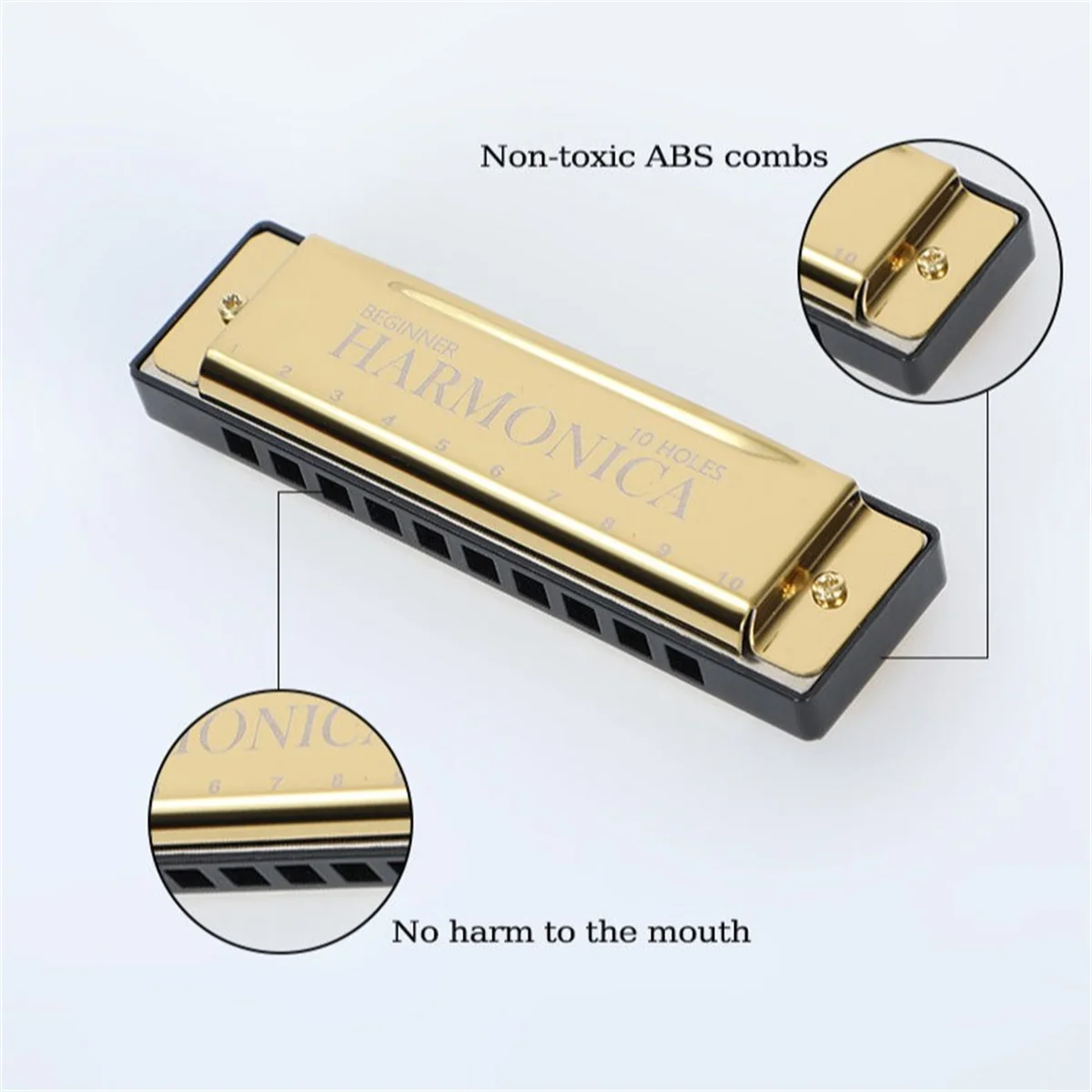 Miwayer 10 Holes Harmonica Key of C ,  Colorful Metal Shell  with Case for Beginner Students Kids Gift with Case