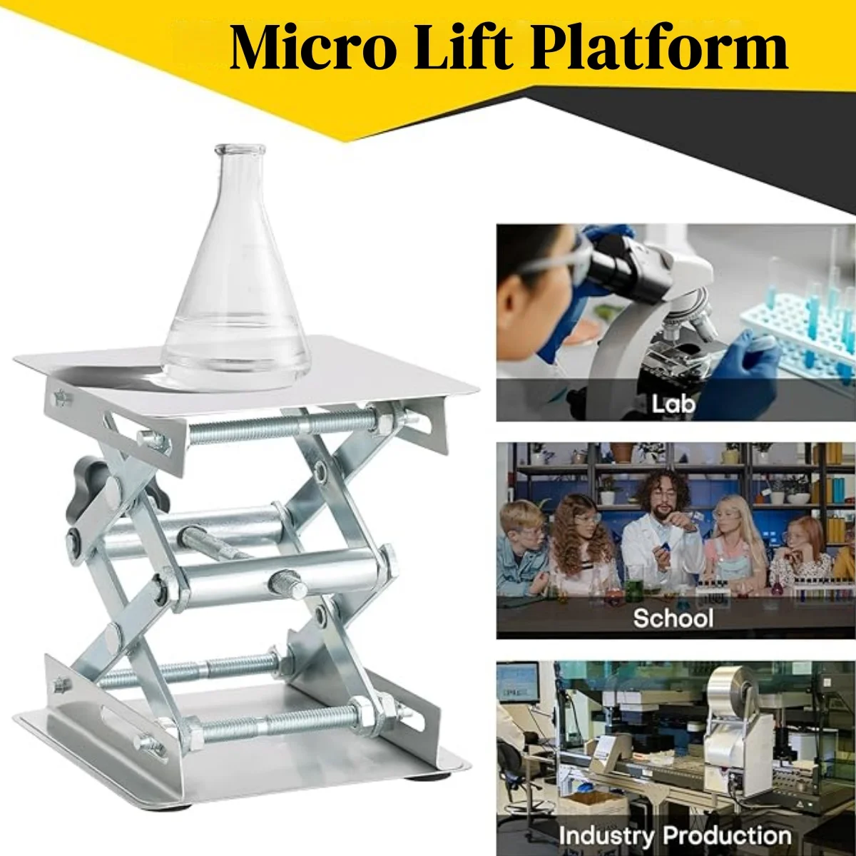 Soporte de laboratorio de acero inoxidable, plataforma de gato, soporte de elevación de laboratorio, mesa o banco de enrutador, rango de altura de elevación expandible para carpintería