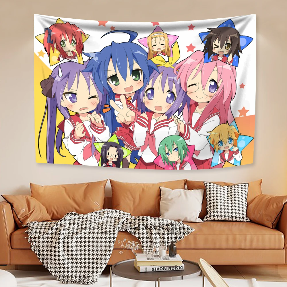 Tapices de Anime Kawaii, estrella de la suerte, Izumi Konata, decoración japonesa para el hogar, alfombras colgantes de pared, fondo de dormitorio, regalo para Amiga
