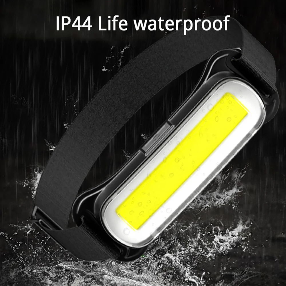 USB wiederaufladbare LED-Stirnlampe, 3 Modi, Angeln, Camping, Laterne, wasserdicht, Mini-Scheinwerfer, tragbares Flutlicht, COB-Stirnlampe