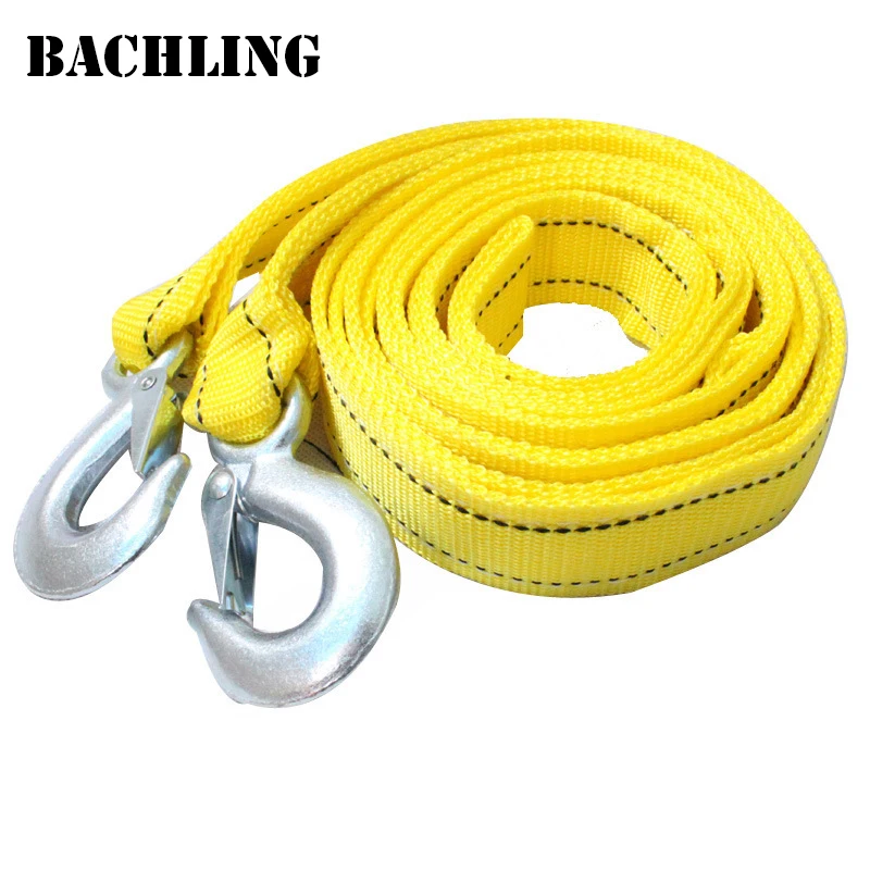 Cable de remolque para coche de 4M y 5 toneladas, correa de cuerda de tracción con ganchos, cuerda de rescate pesada portátil para turismo autónomo, doble capa gruesa