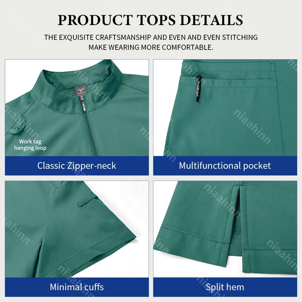 Niaahinn 남성용 의료 의류 병원 유니폼 스크럽 슈트 남성 외과 작업복 간호사 액세서리 애완 동물 미용 작업복